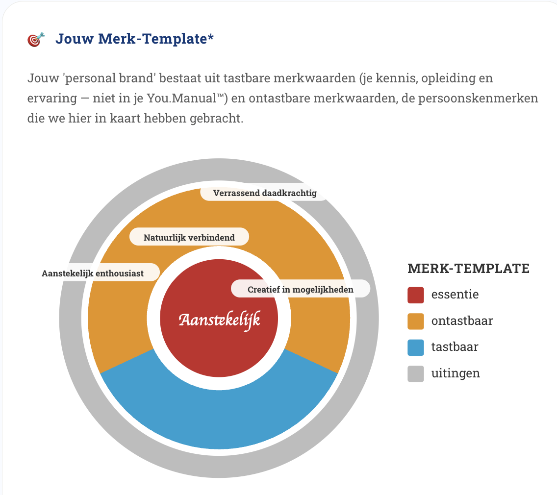 Merk-Template met essentie, ontastbaar en tastbaar in cirkeldiagram